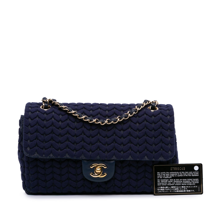 Medium Woven Jersey Single Flap Blue - Gaby Paris
