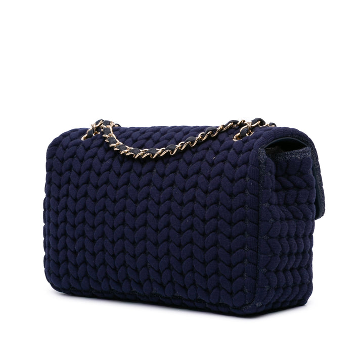 Medium Woven Jersey Single Flap Blue - Gaby Paris