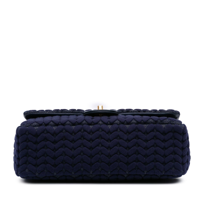 Medium Woven Jersey Single Flap Blue - Gaby Paris