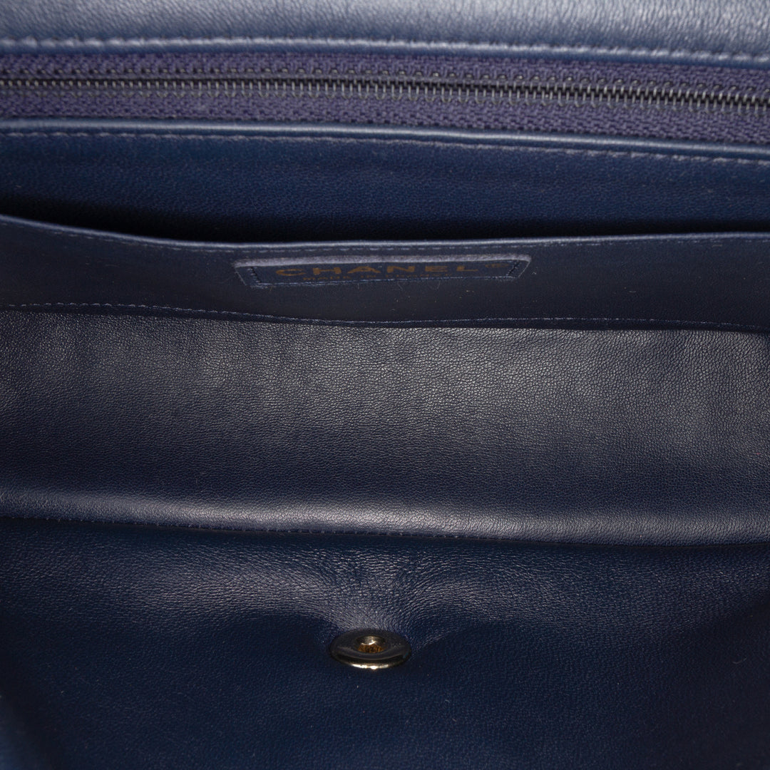 Medium Woven Jersey Single Flap Blue - Gaby Paris
