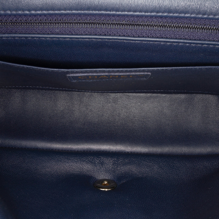 Medium Woven Jersey Single Flap Blue - Gaby Paris