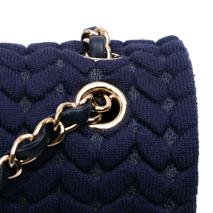 Medium Woven Jersey Single Flap Blue - Gaby Paris
