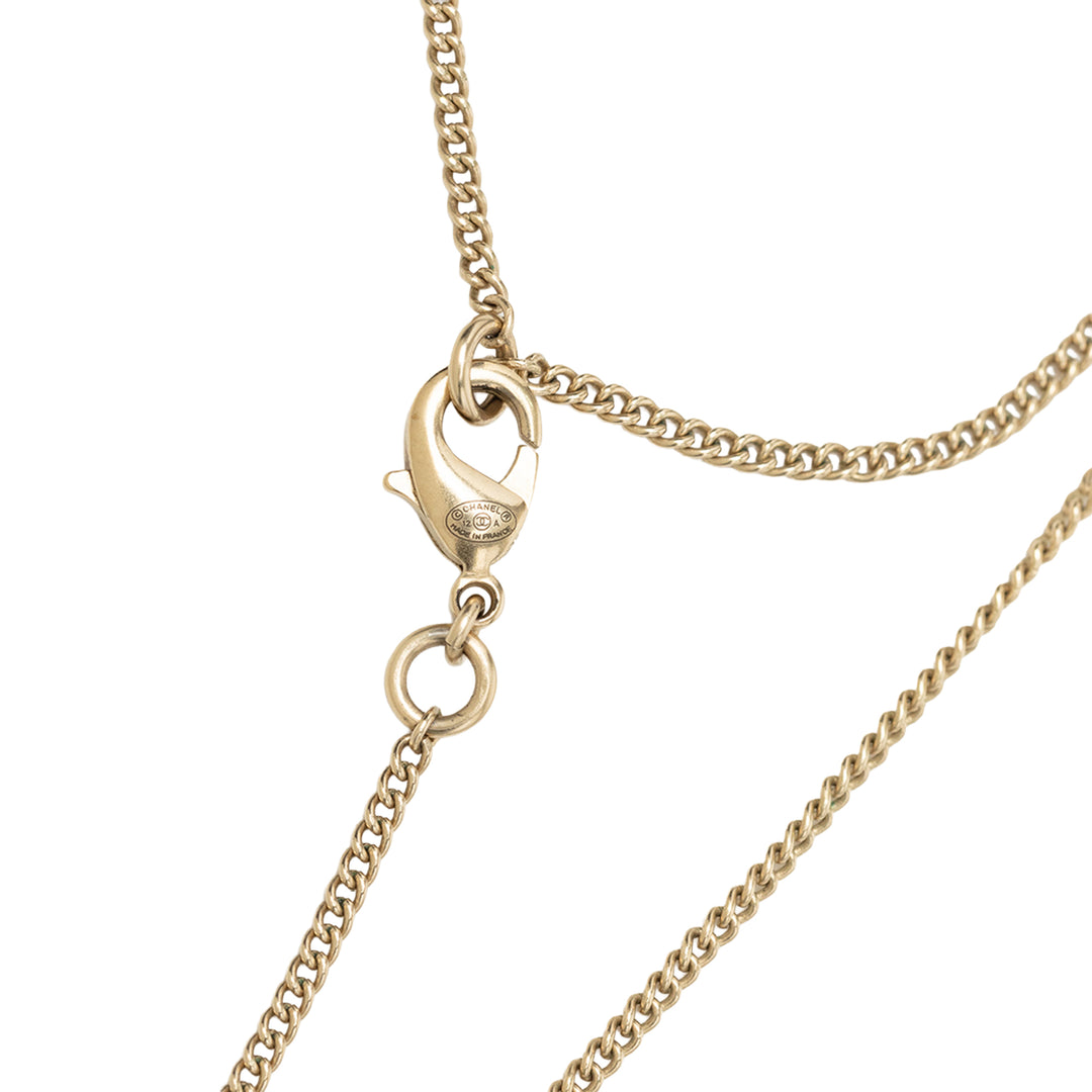 Chanel CC plaqué Strass Perles fantaisie pendantes Pendant Collier