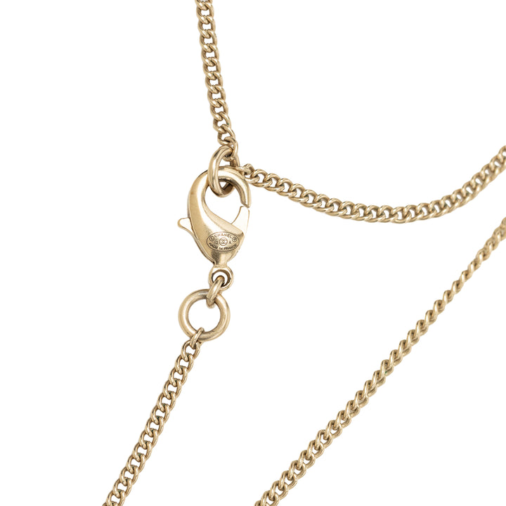 Chanel CC plaqué Strass Perles fantaisie pendantes Pendant Collier