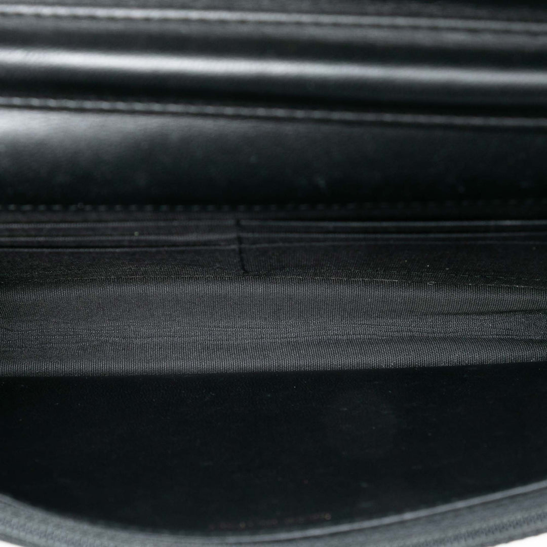 Pleated Froissé Chevron Boy Wallet on Chain Cuir de veau Noir