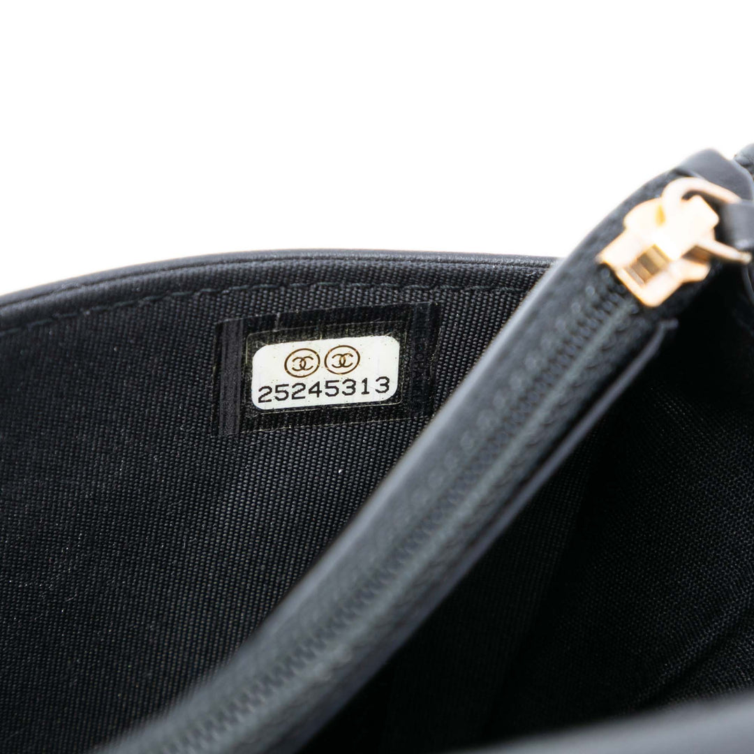 Pleated Froissé Chevron Boy Wallet on Chain Cuir de veau Noir