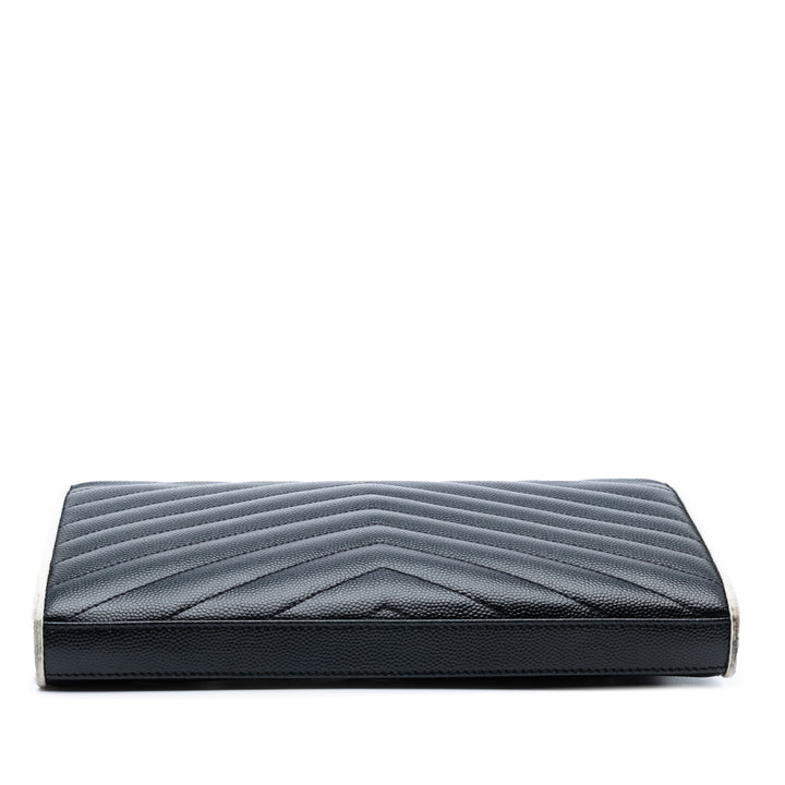 Saint Laurent Grain De Poudre Matelasse Chevron Monogram Chain Wallet Noir – GABY PARIS Authentique