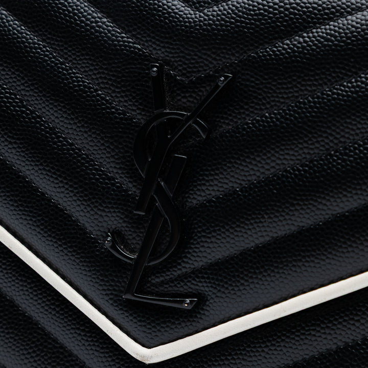 Saint Laurent Grain De Poudre Matelasse Chevron Monogram Chain Wallet Noir – GABY PARIS Authentique