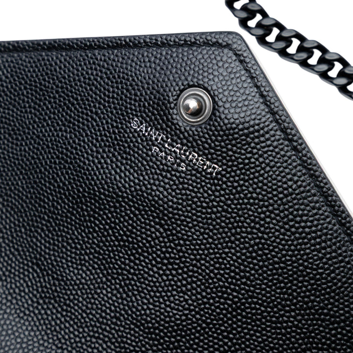 Saint Laurent Grain De Poudre Matelasse Chevron Monogram Chain Wallet Noir – GABY PARIS Authentique