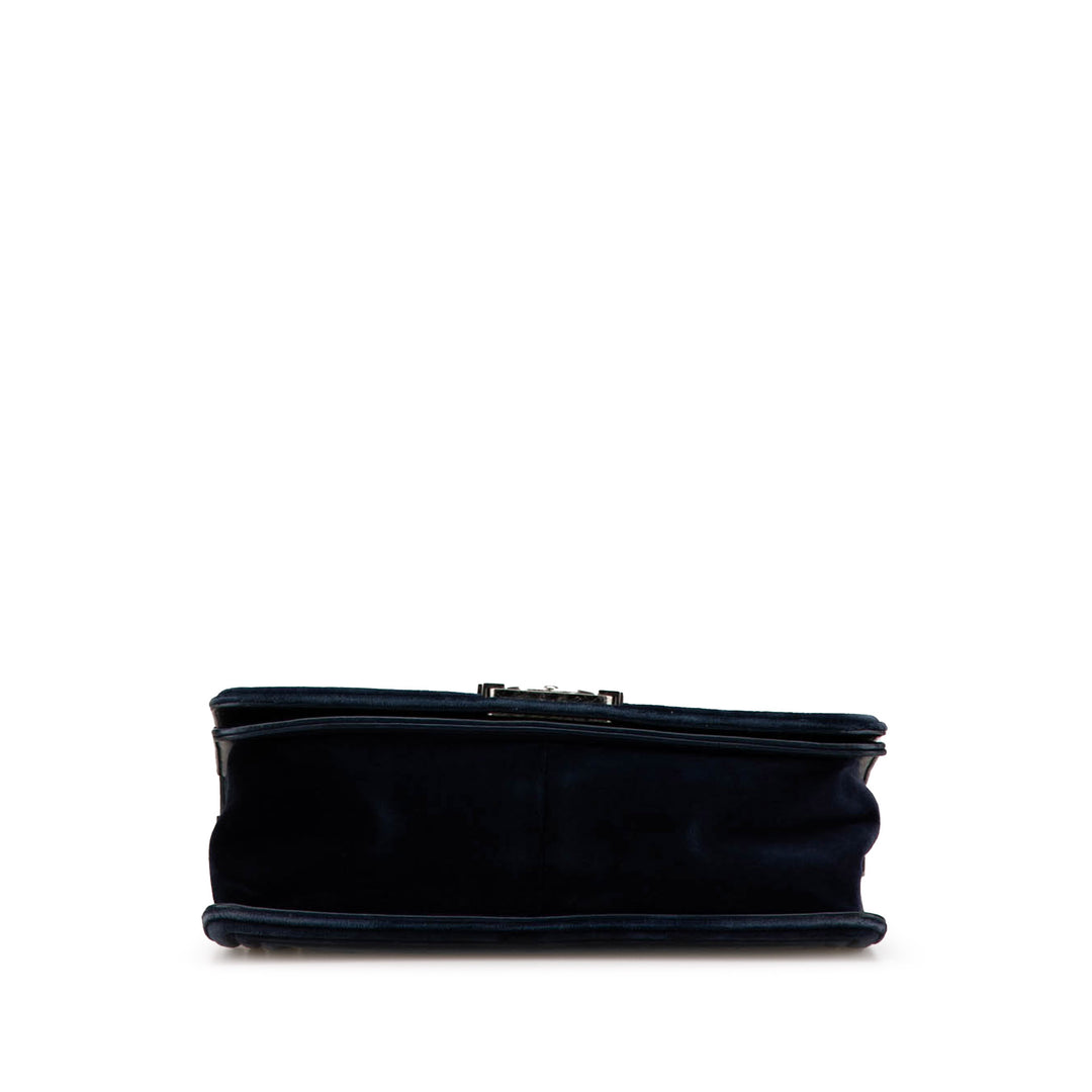 Chanel Medium Velvet Boy Flap Bag Blue - GABY PARIS