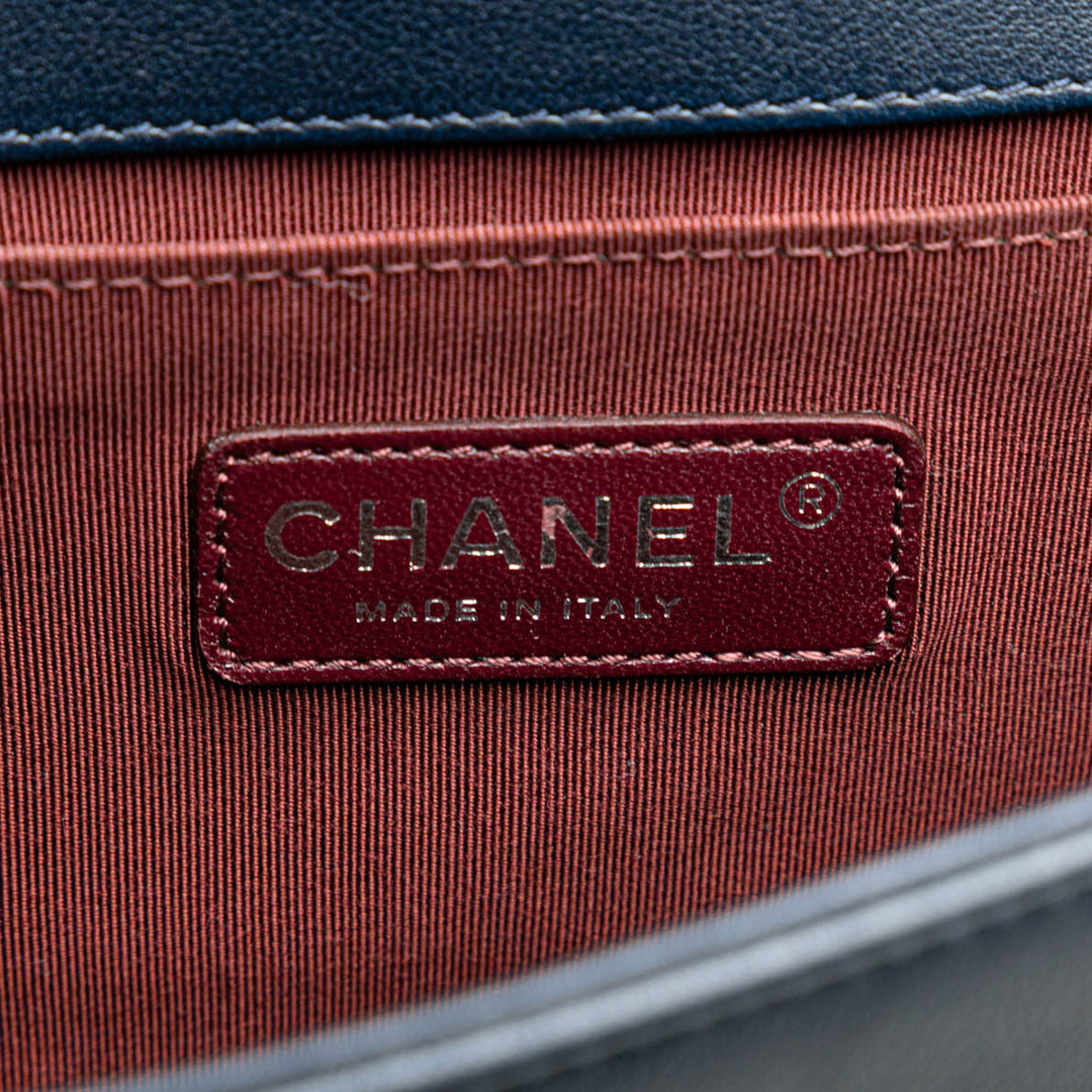 Chanel Medium Velvet Boy Flap Bag Blue - GABY PARIS