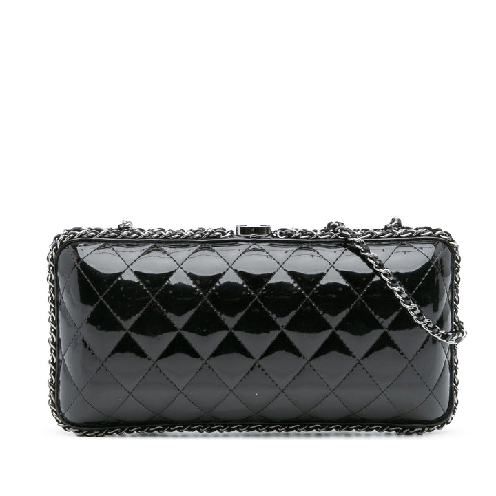 Chanel Quilted Cuir verni Chain Around Pochette Noir