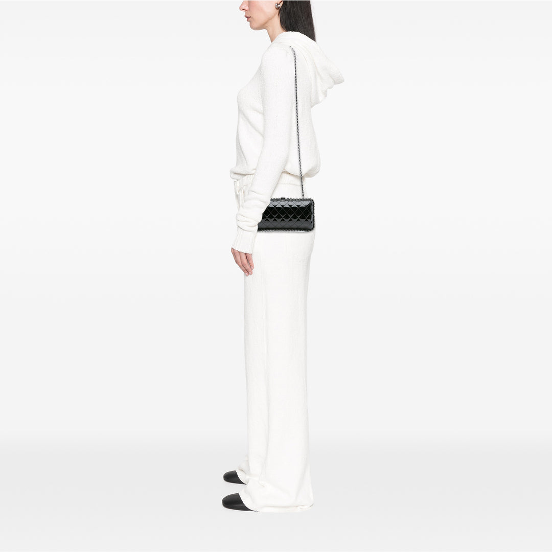 Chanel Quilted Cuir verni Chain Around Pochette Noir