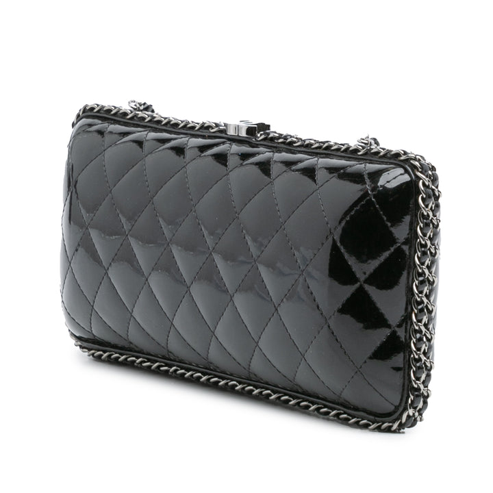 Chanel Quilted Cuir verni Chain Around Pochette Noir