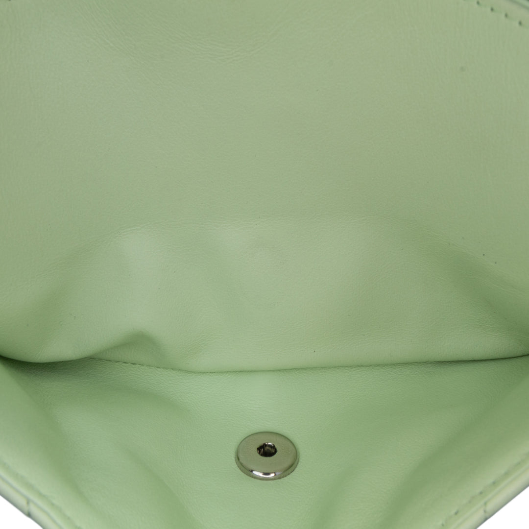 Small Classic Chevron Lambskin Double Flap Green - Gaby Paris