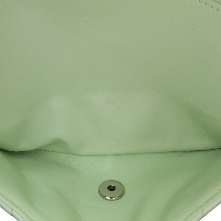 Small Classic Chevron Lambskin Double Flap Green - Gaby Paris
