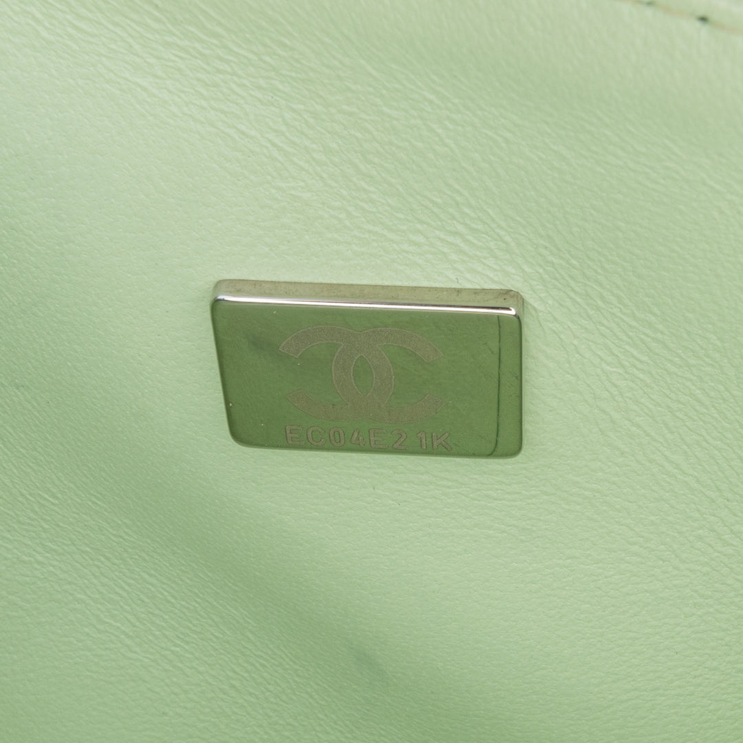 Small Classic Chevron Lambskin Double Flap Green - Gaby Paris