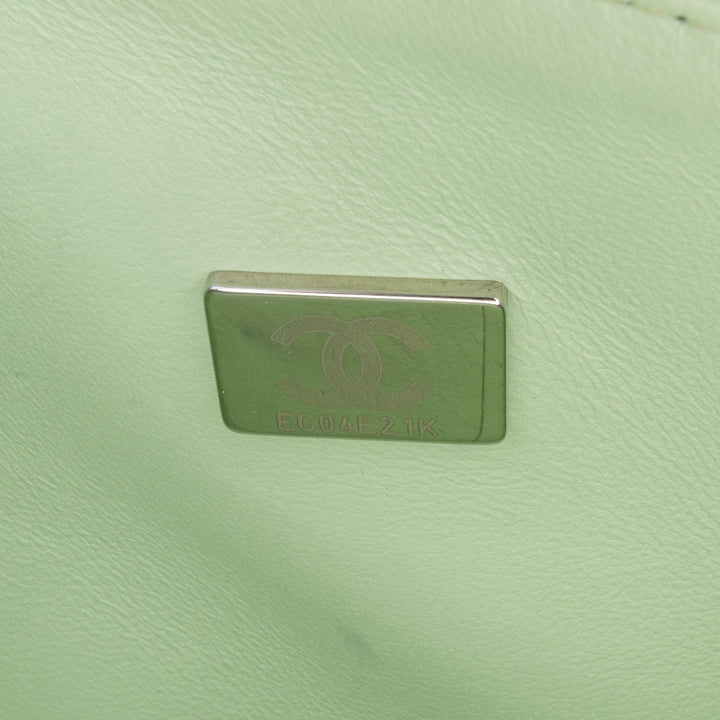 Small Classic Chevron Lambskin Double Flap Green - Gaby Paris