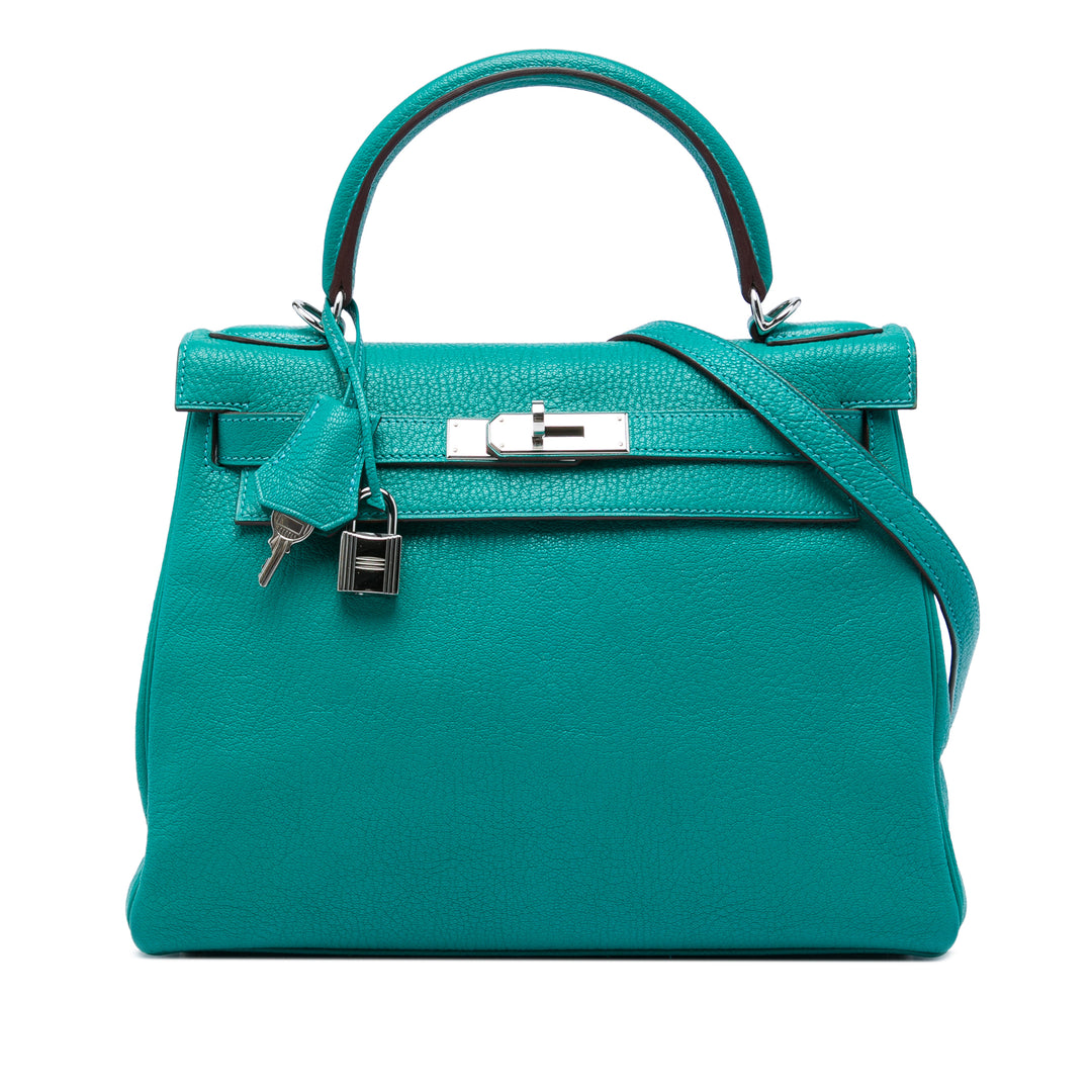 Hermès Kelly II Retourne 28 Clémence Bleu – vue principale – GABY PARIS