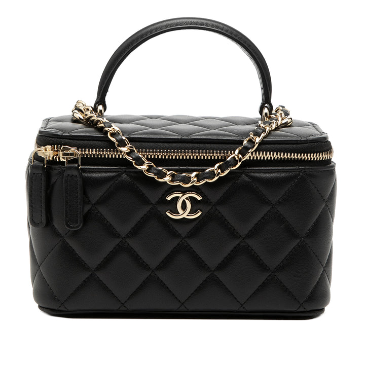 Chanel Small Cuir d’agneau anse supérieure Vanity avec chaîne