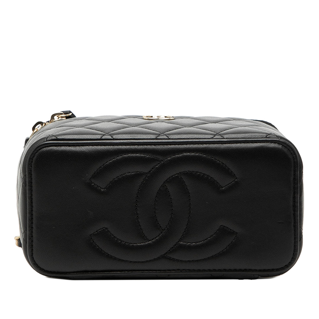 Chanel Small Cuir d’agneau anse supérieure Vanity avec chaîne