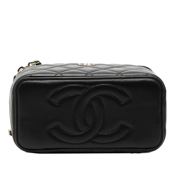 Chanel Small Cuir d’agneau anse supérieure Vanity avec chaîne