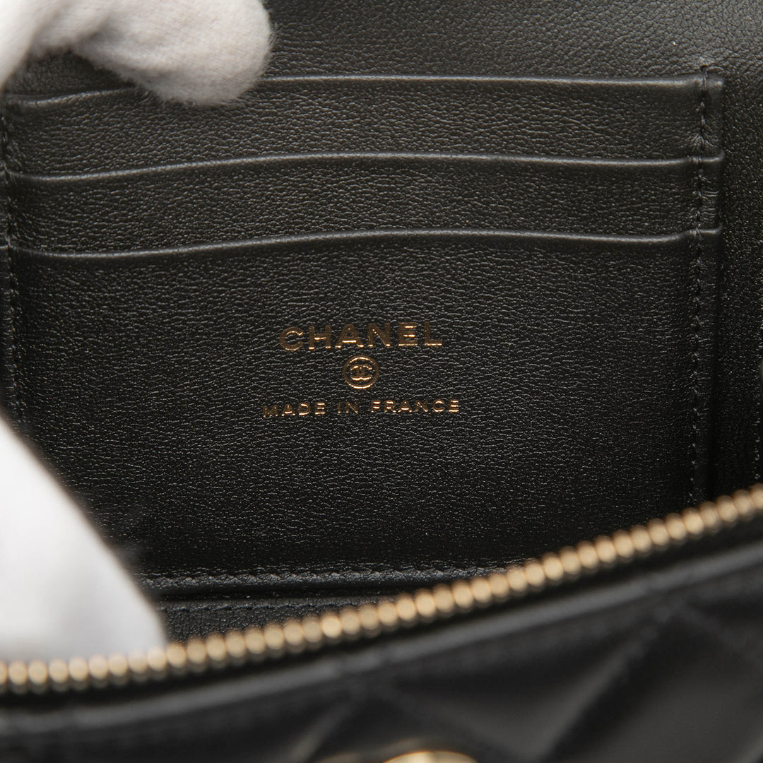 Chanel Small Cuir d’agneau anse supérieure Vanity avec chaîne