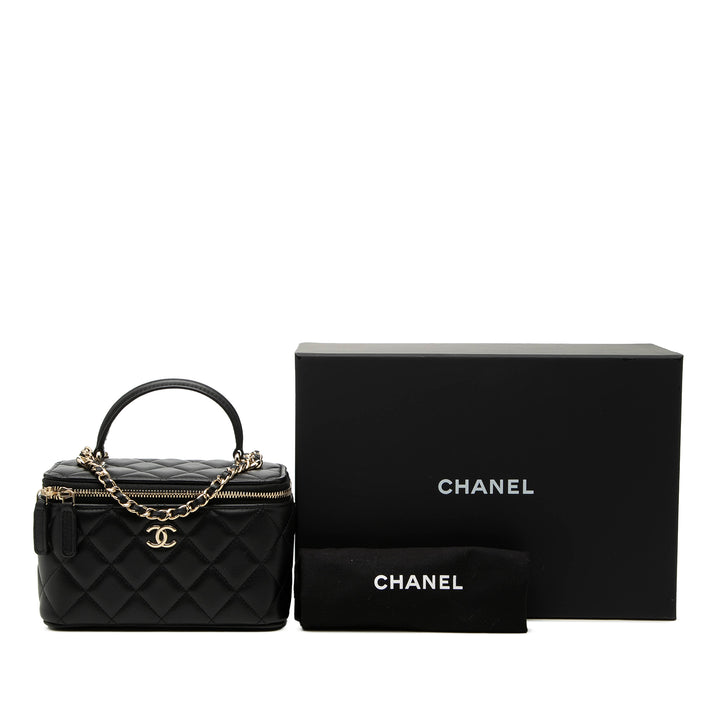 Chanel Small Cuir d’agneau anse supérieure Vanity avec chaîne