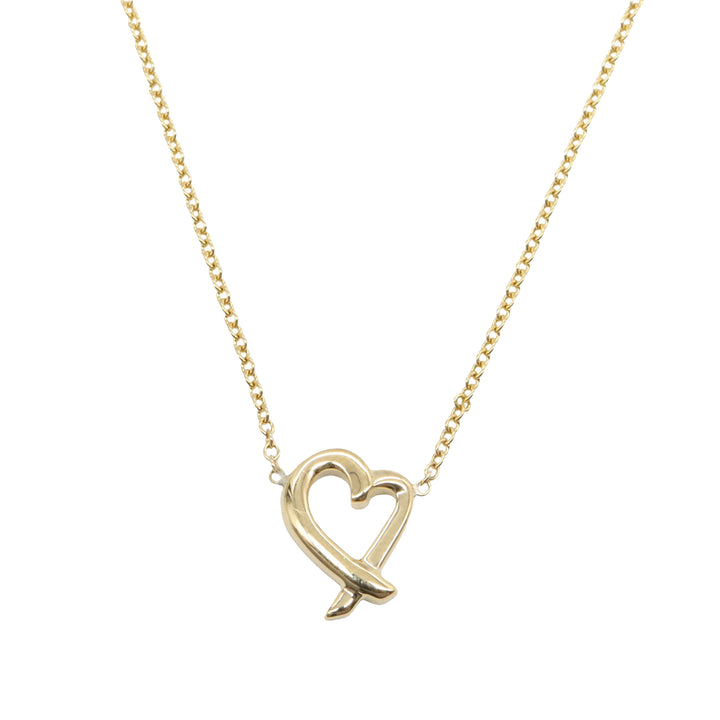 18K Yellow Gold Mini Paloma Picasso Loving Heart Necklace Gold - Gaby Paris