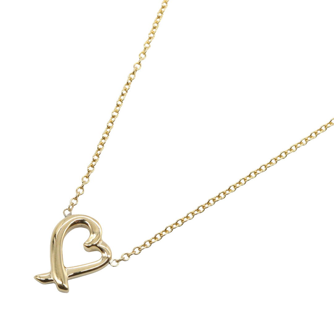 18K Yellow Gold Mini Paloma Picasso Loving Heart Necklace Gold - Gaby Paris