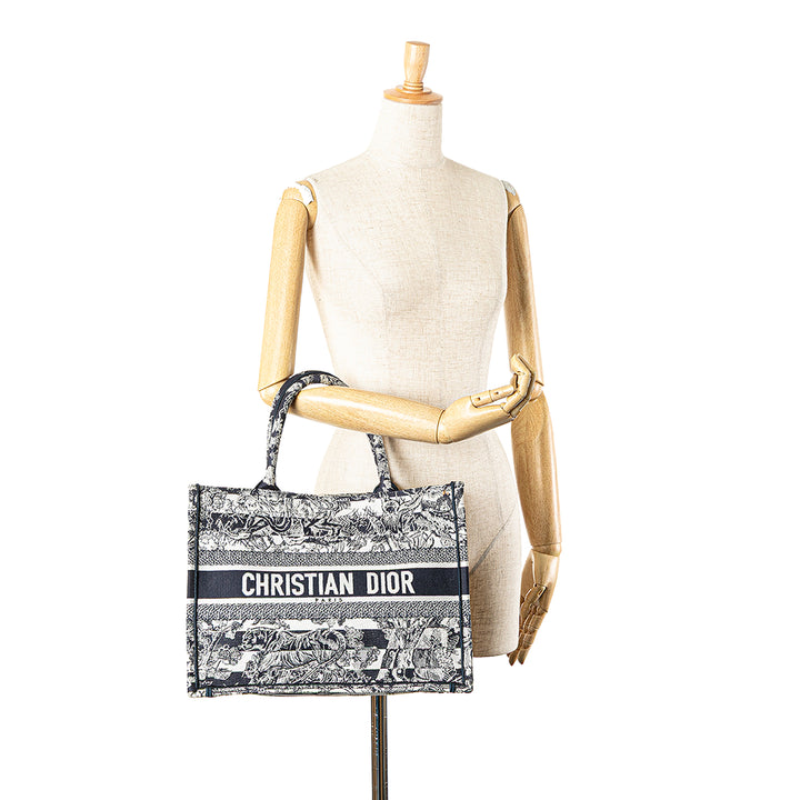 Medium Canvas Embroidered Dioriviera Toile De Jouy Book Tote Blue - Gaby Paris
