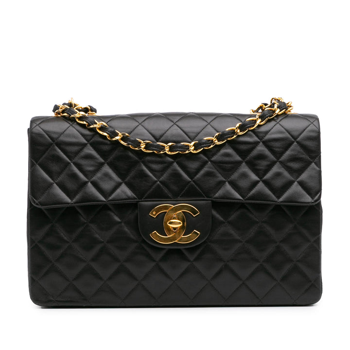 Maxi XL Classic Lambskin Single Flap Black - Gaby Paris