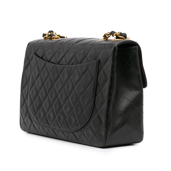 Maxi XL Classic Lambskin Single Flap Black - Gaby Paris