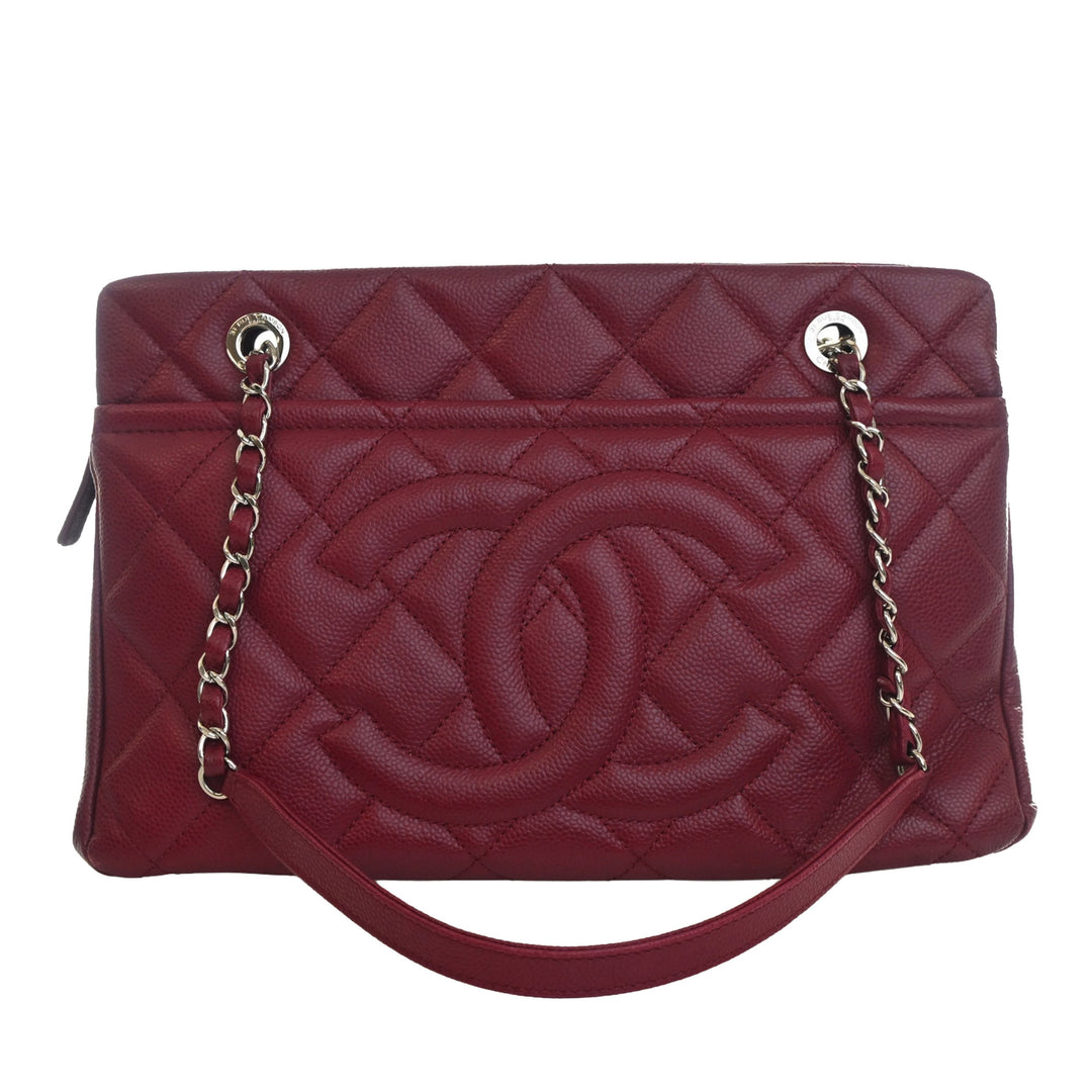 Chanel CC Matelassé Souple Cabas Cuir caviar Rouge – vue principale – GABY PARIS
