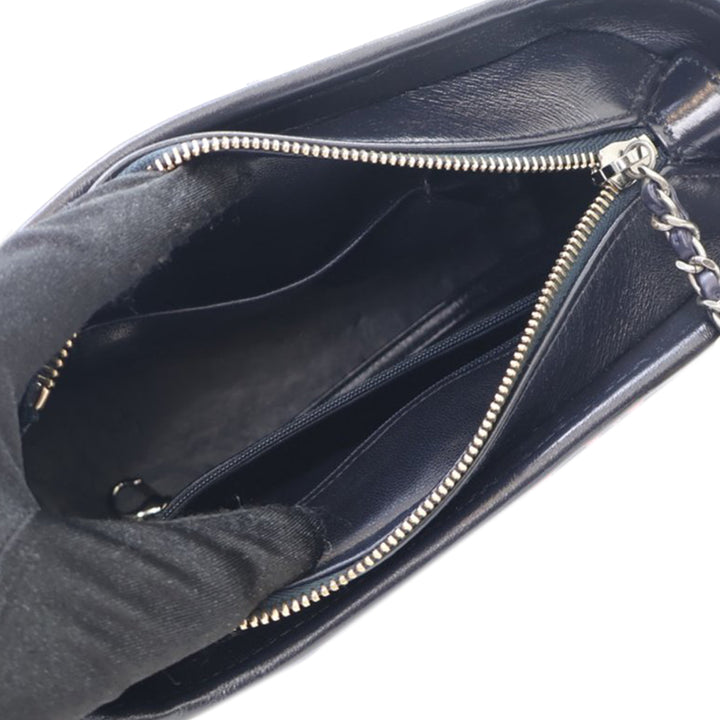Small Knit and Calfskin Gabrielle Hobo Blue - Gaby Paris