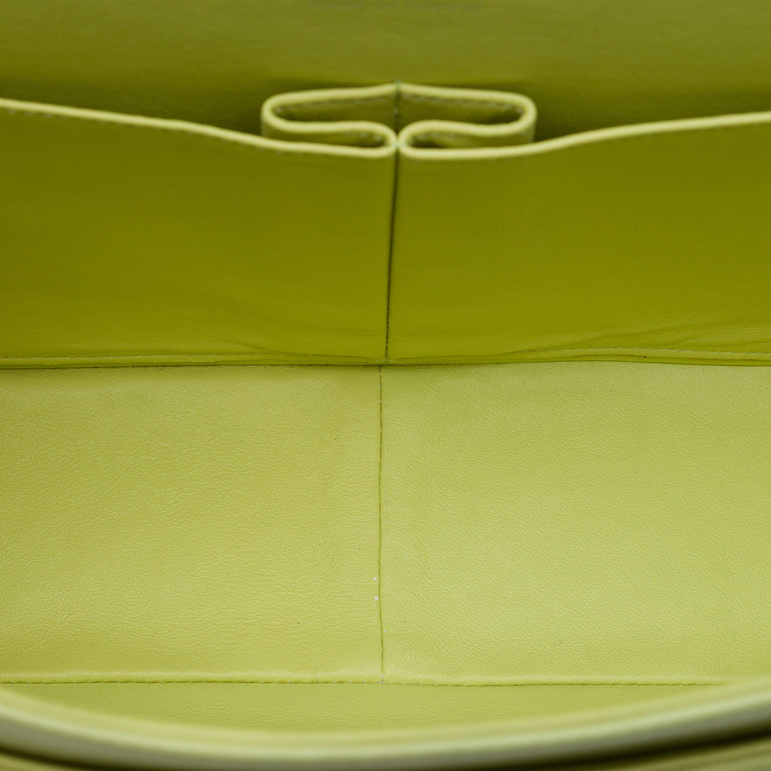 Chanel Classic Double rabat Maxi Cuir d'agneau Vert