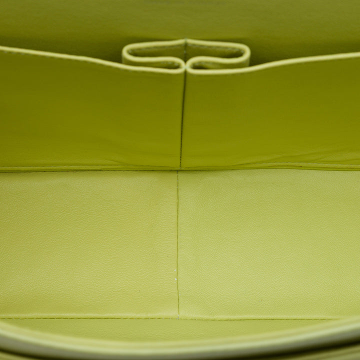 Chanel Classic Double rabat Maxi Cuir d'agneau Vert