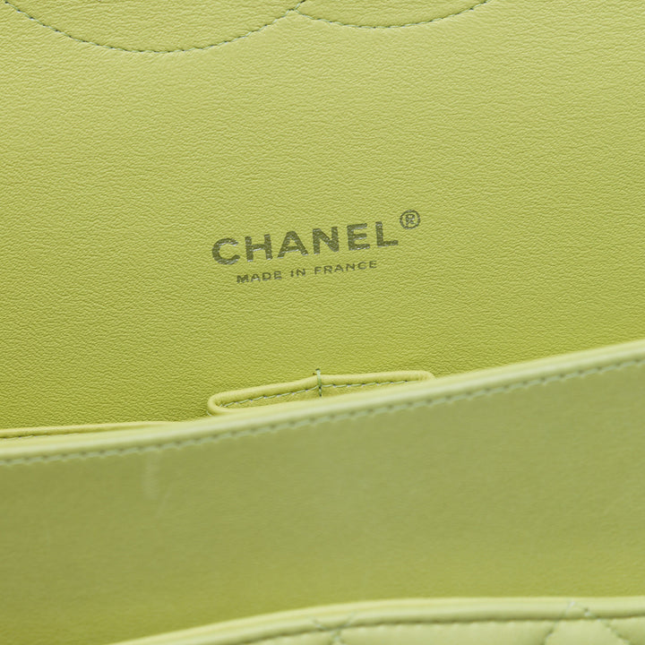 Chanel Classic Double rabat Maxi Cuir d'agneau Vert