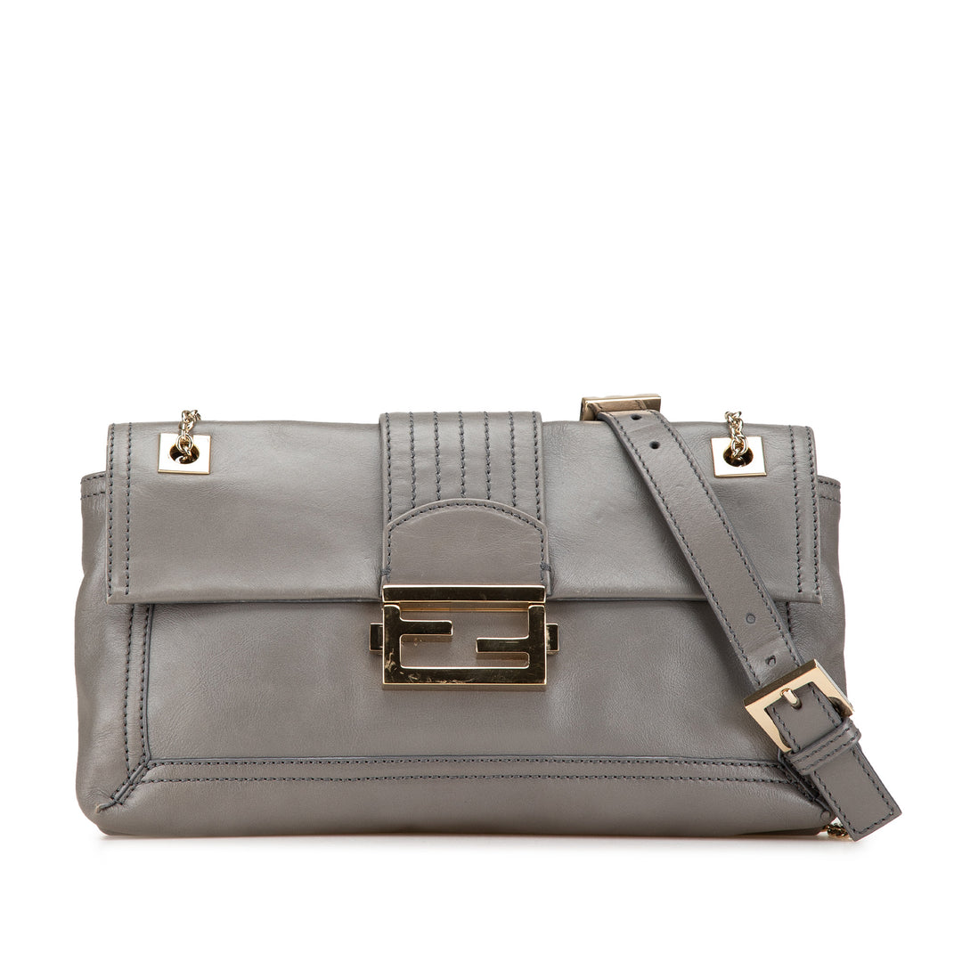 Fendi Glazed Cuir Chain à rabat Baguette Sac porté croisé – GABY PARIS Authentique