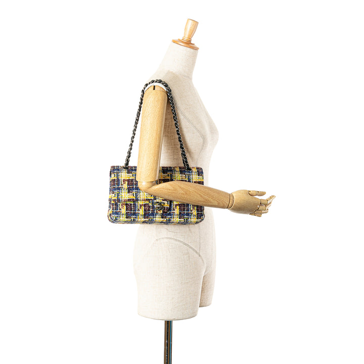 Medium Classic Tweed Double Flap Yellow - Gaby Paris