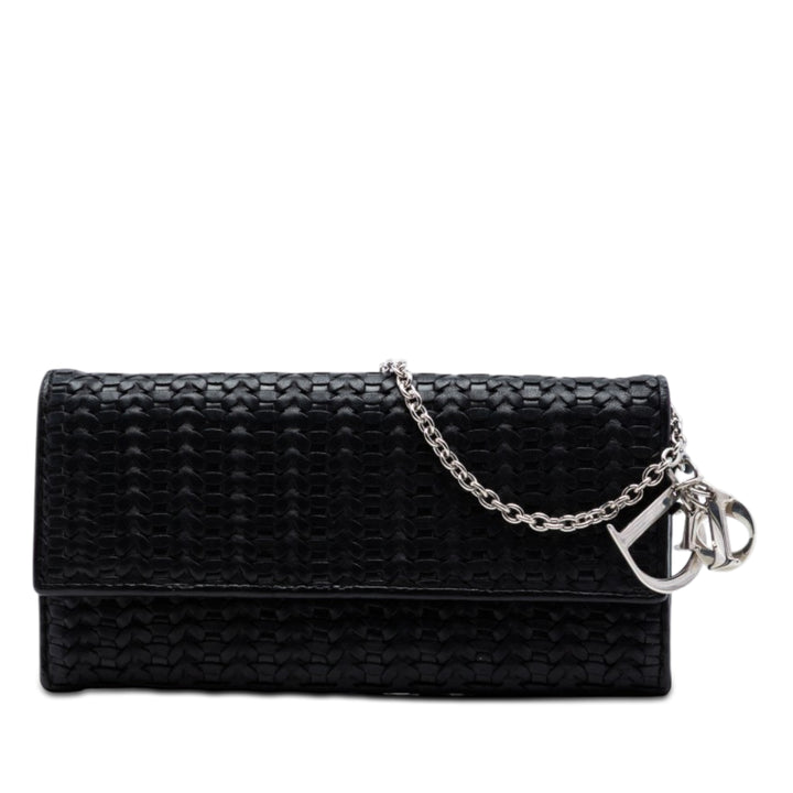 Dior Woven Cuir d’agneau Lady Dior Rendezvouz Wallet on Chain