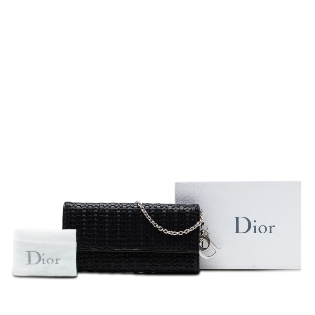 Dior Woven Cuir d’agneau Lady Dior Rendezvouz Wallet on Chain