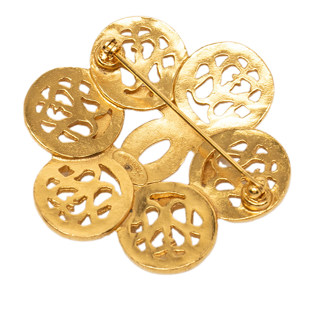 Chanel CC plaqué Flower Broche