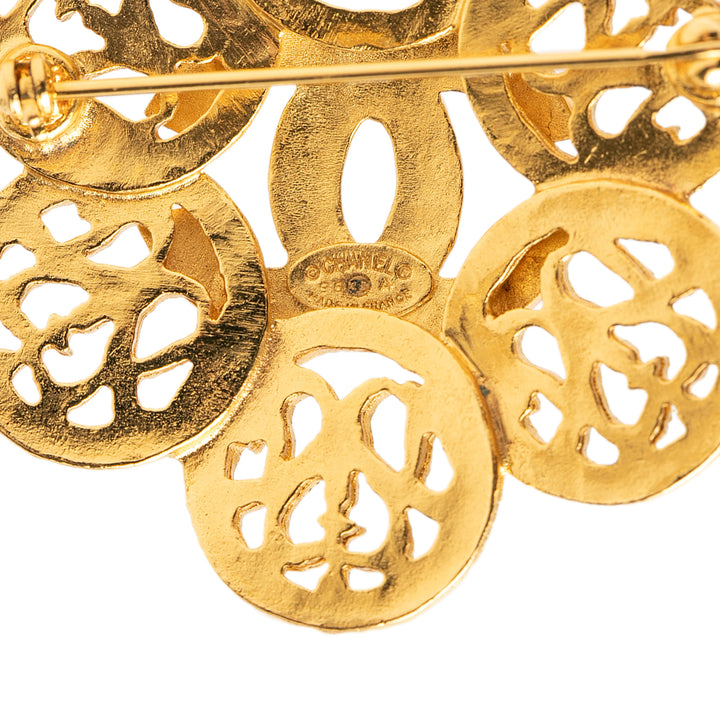 Chanel CC plaqué Flower Broche