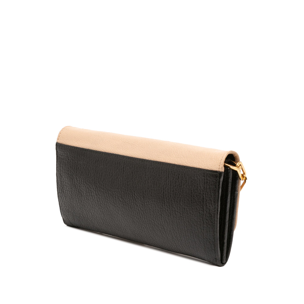 Bicolor Leather Wallet On Chain Brown - Gaby Paris