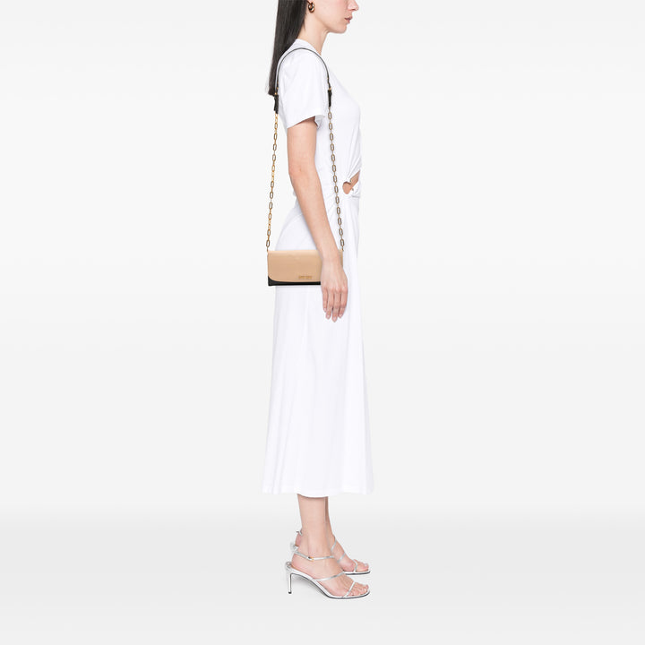 Bicolor Leather Wallet On Chain Brown - Gaby Paris