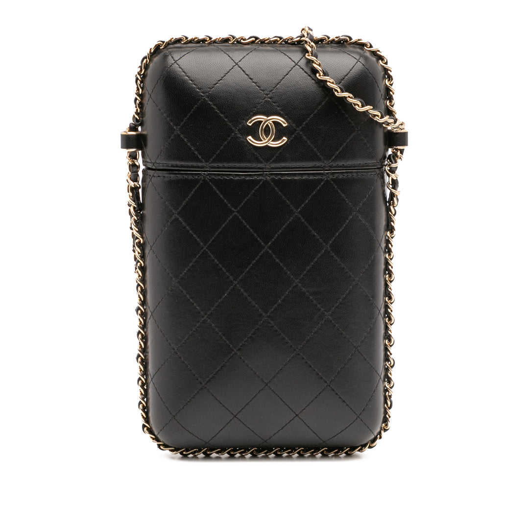Chanel CC Quilted Cuir d’agneau Chain Around Phone Holder Noir – GABY PARIS Authentique