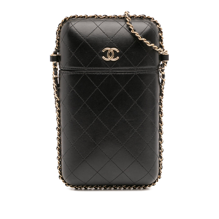Chanel CC Quilted Cuir d’agneau Chain Around Phone Holder Noir – GABY PARIS Authentique