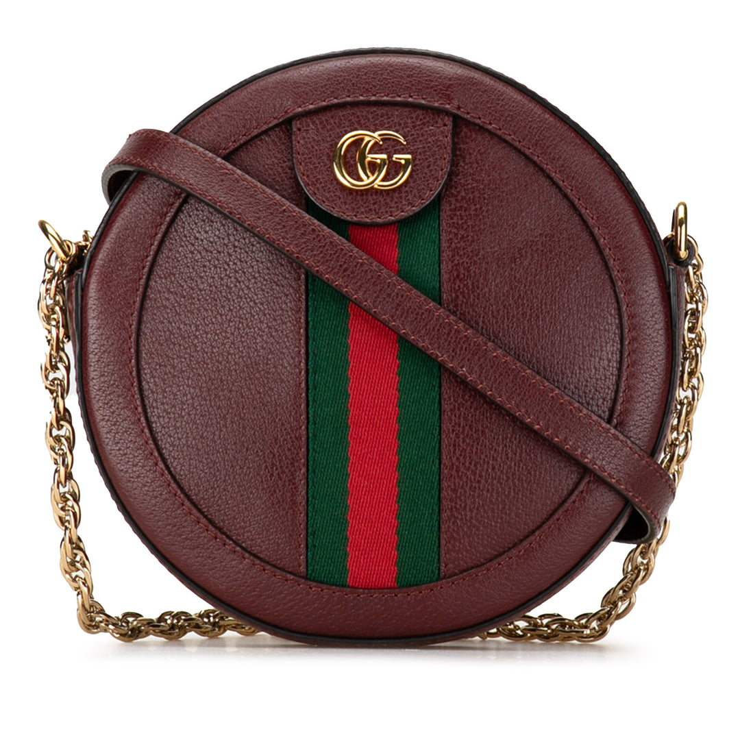 Mini Round Ophidia Leather Crossbody Bag Red - Gaby Paris