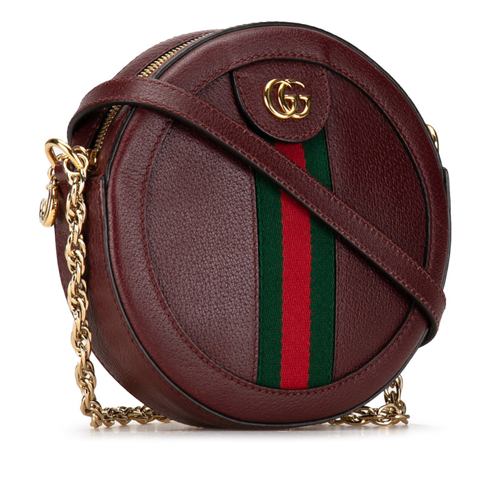 Mini Round Ophidia Leather Crossbody Bag Red - Gaby Paris